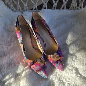 Mix No. 6 Heels Pumps Floral Multicolor Size 7.5 Danyah New